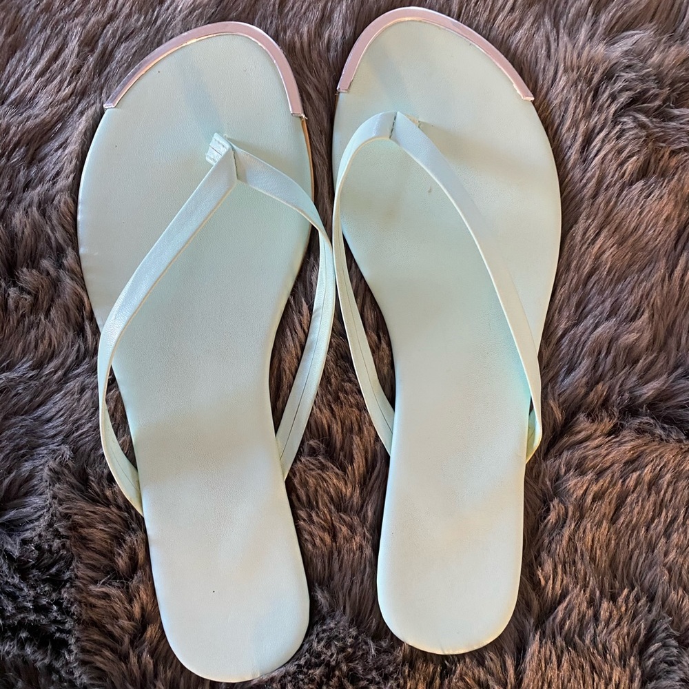 Turquoise flip flops